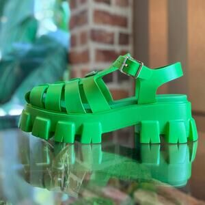 PRADA Monolith Foam Rubber Metal Triangle Logo Mens Sandals SZ8(9US)TS4053